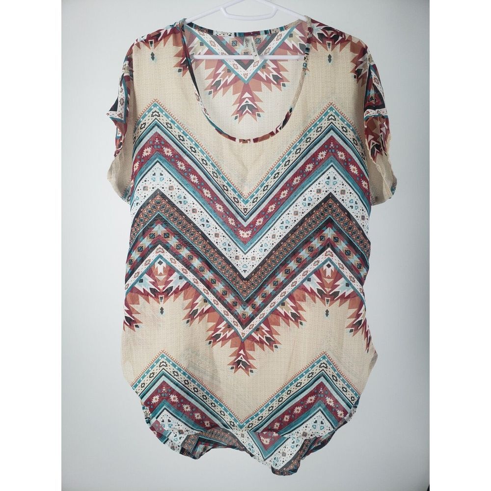 Live 4 Truth Southwest Native Art Geometric Shirt Blouse Top Size Medium Boho